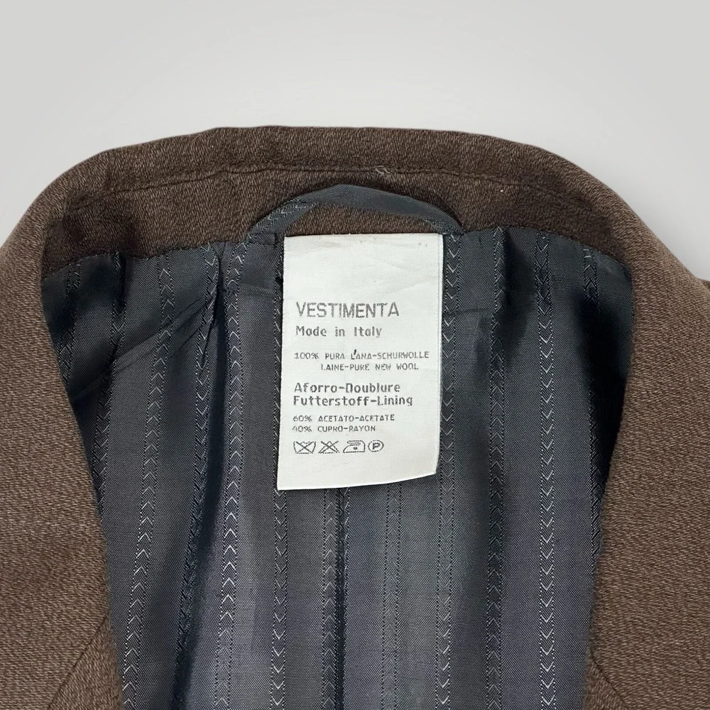 Vestimenta SpA Brown Blazer Mens Size Italy 56 (US 40) 100% Pure Wool Sport Coat